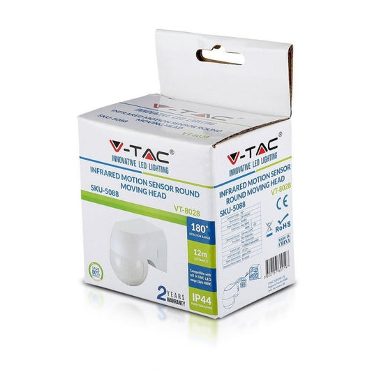 Sensore di Movimento a Infrarossi PIR 180° Orientabile a Plafone - V-Tac VT-8028 (SKU 5088)