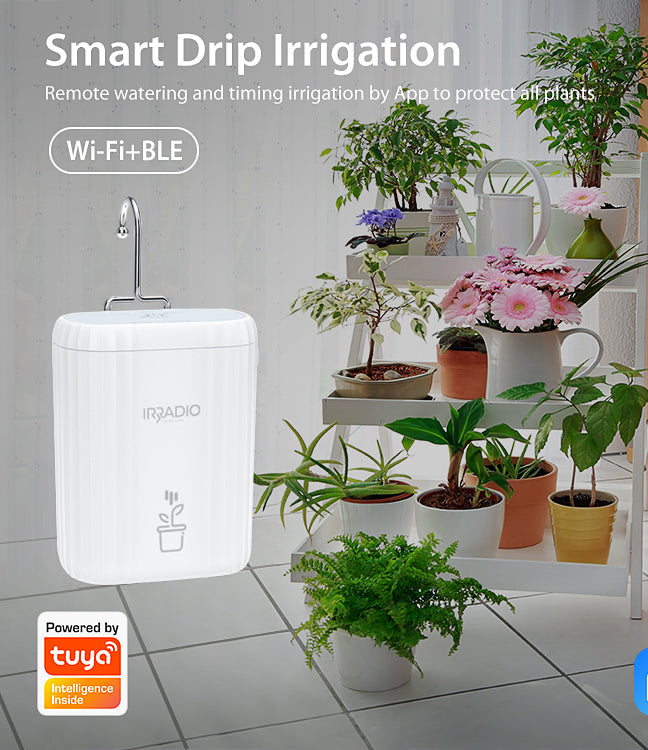 Kit Irrigazione Smart Wi-Fi per Interno esterno Irradio - Sistema Automatico a Goccia per 10 Vasi - Gestione via App iOS e Android