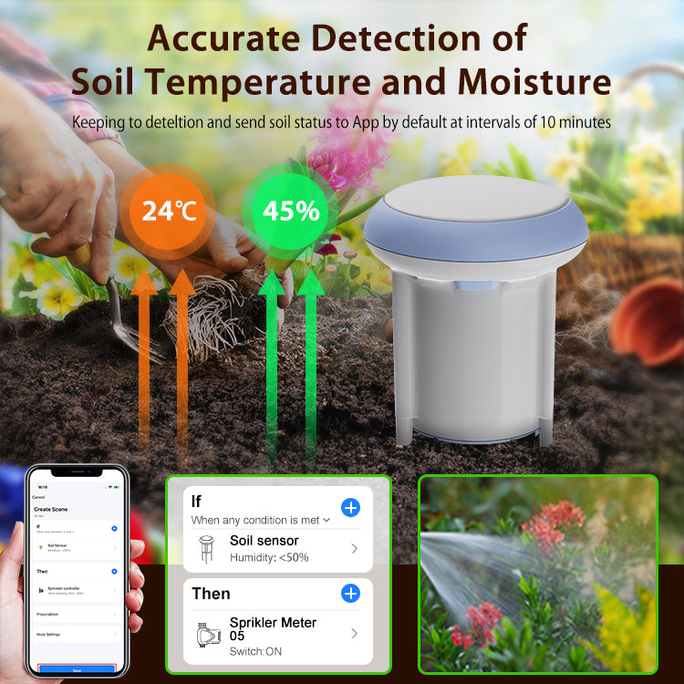 Sensore Umidità del Terreno Smart Wi-Fi Irradio IR-SOIL - Rilevatore Temperatura e Idratazione Suolo - Wireless IP66