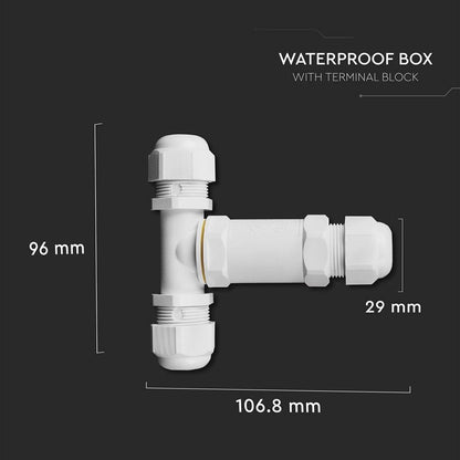 V-TAC Scatola di Derivazione con 3 Terminali 8-12 mm Colore Bianco IP68