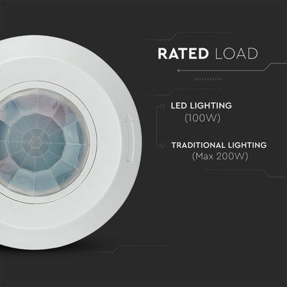 Sensore di Movimento PIR V-TAC 6606 Plafone 360° | Ultra Slim Max 200W LED | IP20