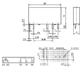 Relpol | Relè miniatura Slim PCB - 1 polo 6A - 12Vdc - AgSnO2 1CO (SPDT) (Singolo polo, doppio contatto) IP67 | 2613696