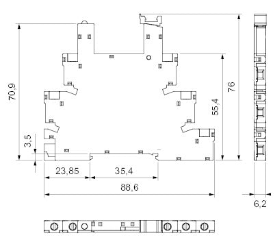 Relpol | Zoccolo DIN per Relè miniatura slim, 6A 12-24V un polo , Terminali a vite 88,6x6,2x76,6mm | 6w-12-24-u |