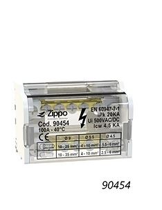 MORSETTIERA BIPOLARE DIN 100A 7 FORI SKU 90454 zippo