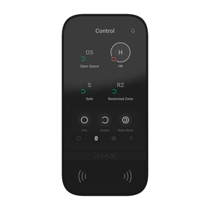Ajax Keypad Touchscreeen Jeweller WIRELESS -Tastiera wireless con touch screen per controllare un sistema Ajax Nero