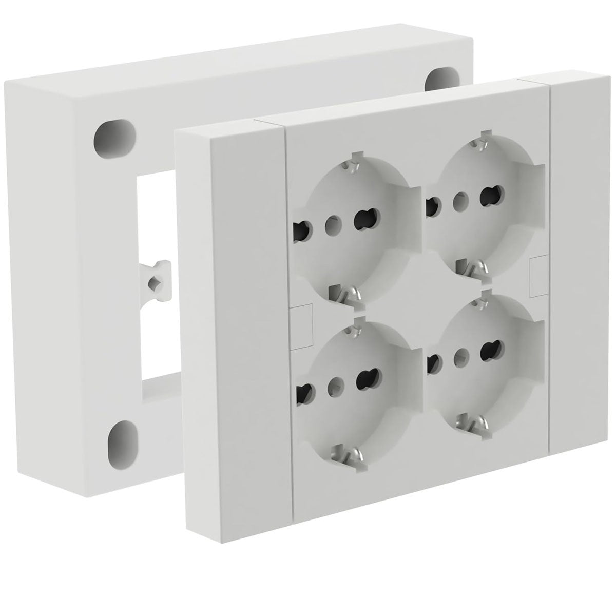Blocco Prese Esterno Muro da Parete (4 Prese P40) Bianco - Electraline 22016