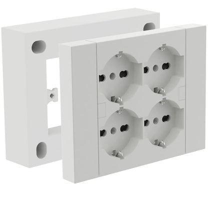 Blocco Prese Esterno Muro da Parete (4 Prese P40) Bianco - Electraline 22016