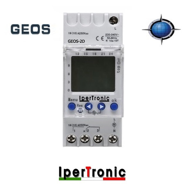 Interruttore Orario Astronomico DIN con Impostazione Città d'Italia