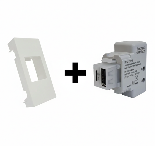 Presa usb Caricatore USB Doppio Ingresso Tipo A Tipo C Ricarica Rapida PD -compatibilte Matixgo Bianca