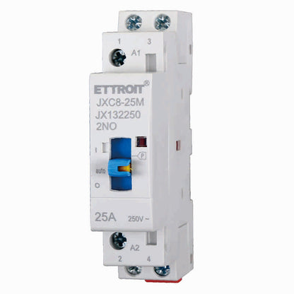 Ettroit Contattore AC Domestico 2P 25A 220v 50hz AC su Guida DIN con Interruttore di Controllo Manuale (2NO) | JX132250