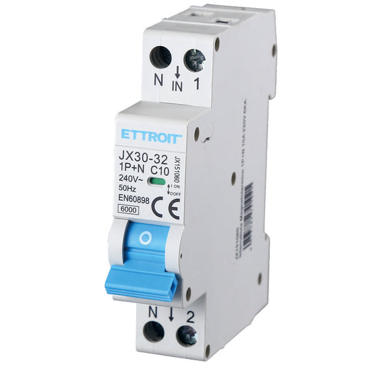 Ettroit Interruttore Magnetotermico 1P+N 10A 220V 6KA | JX151060