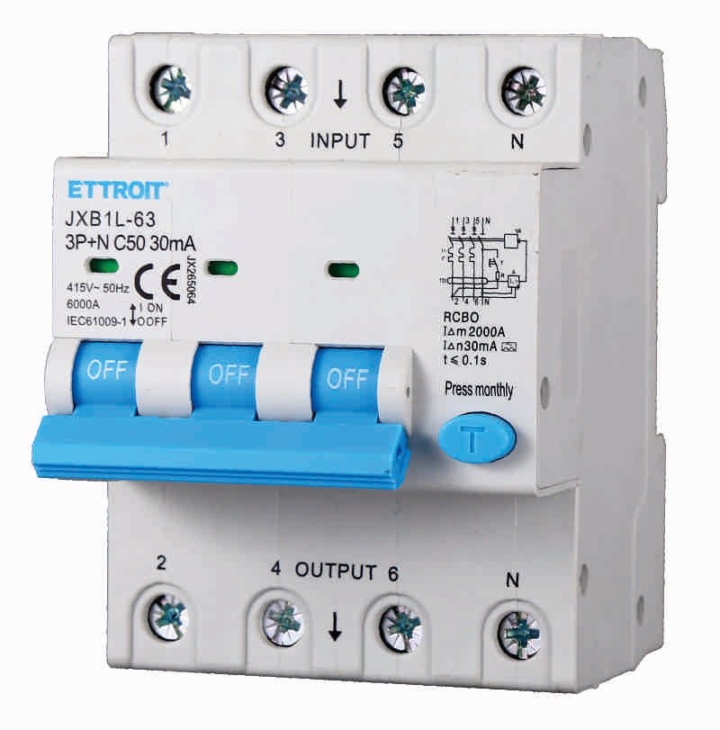 Magnetotermico Differenziale 3P+N 50A 30mA 380V 6KA Classe A Ettroit - JX265064