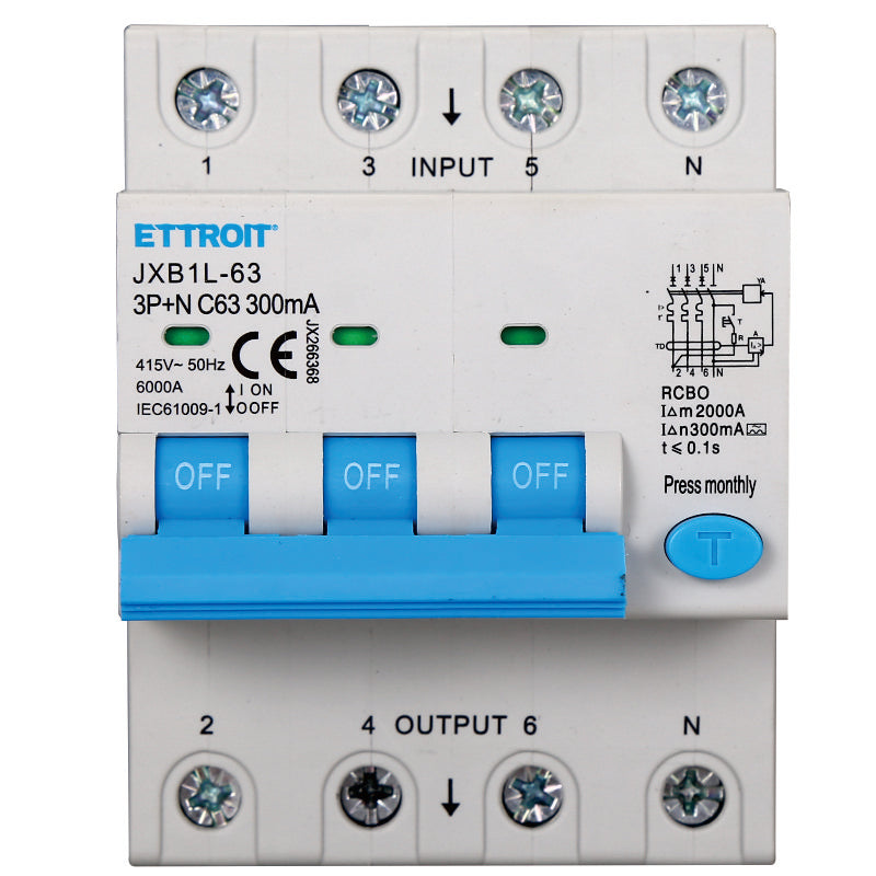 Magnetotermico Differenziale 3P+N 63A 300mA 380V 6KA Classe A Ettroit - JX266368