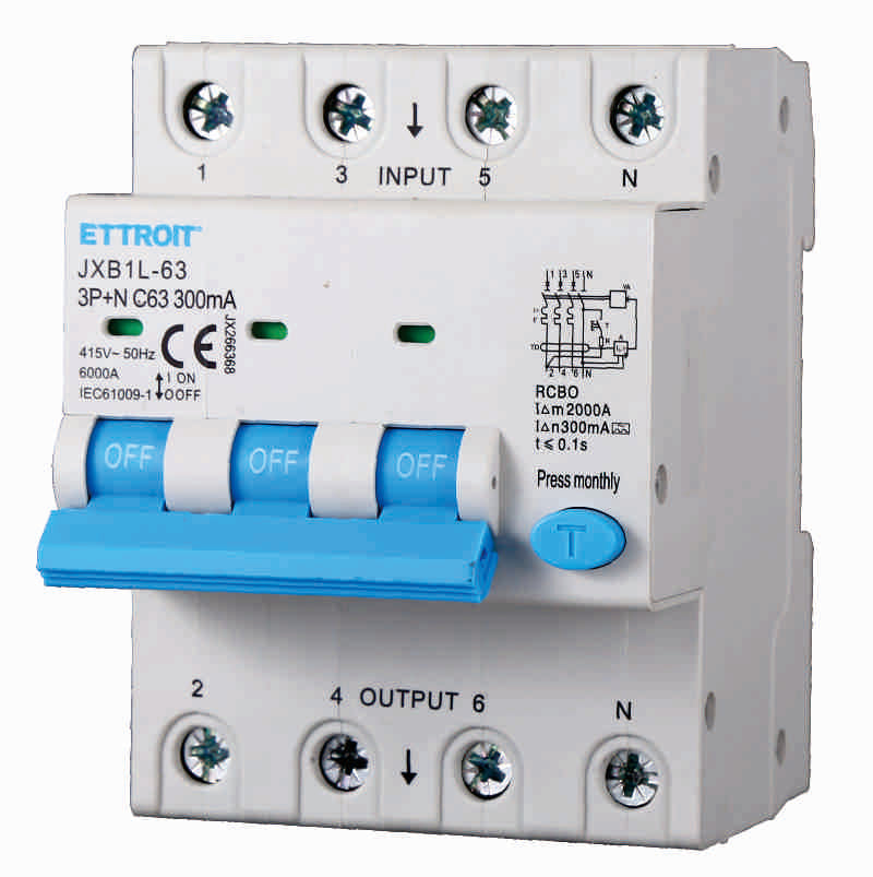 Magnetotermico Differenziale 3P+N 63A 300mA 380V 6KA Classe A Ettroit - JX266368