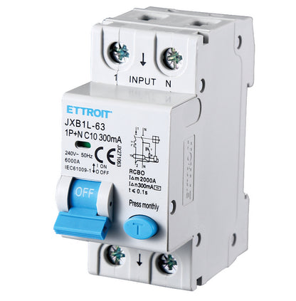 MAGNETOTERMICO DIFFERENZIALE 1P+N 10A 300MA 220V-6KA | JX271063 | ettroit