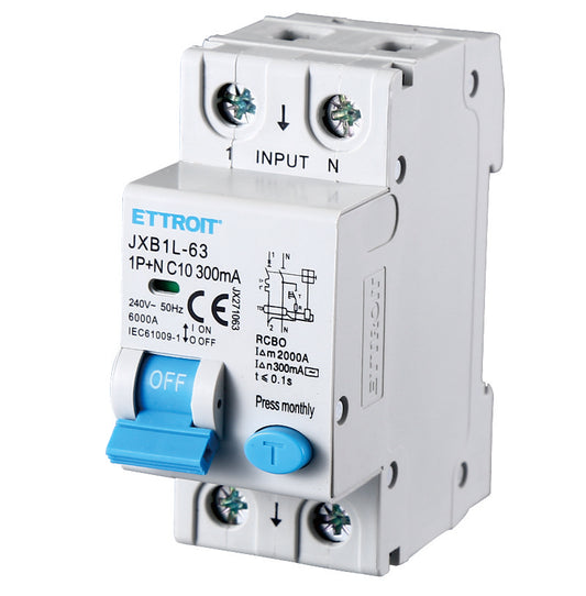 MAGNETOTERMICO DIFFERENZIALE 1P+N 10A 300MA 220V-6KA | JX271063 | ettroit