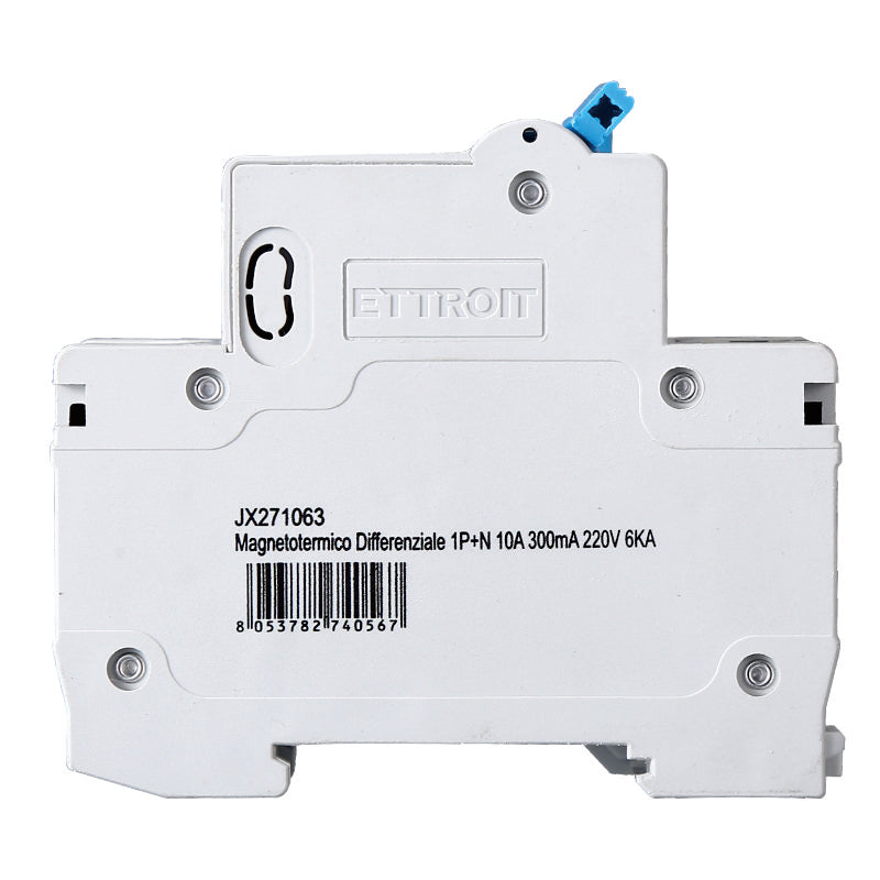 MAGNETOTERMICO DIFFERENZIALE 1P+N 10A 300MA 220V-6KA | JX271063 | ettroit