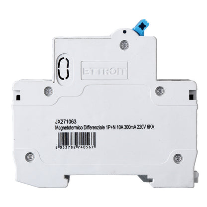 MAGNETOTERMICO DIFFERENZIALE 1P+N 10A 300MA 220V-6KA | JX271063 | ettroit