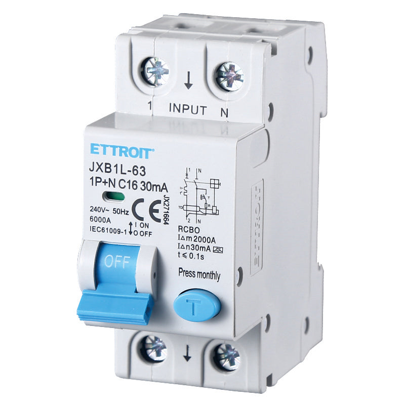 ETTROIT| MAGNETOTERMICO DIFFERENZIALE 1P+N 16A 30mA 0,03 220V-6KA classe A | JX271664
