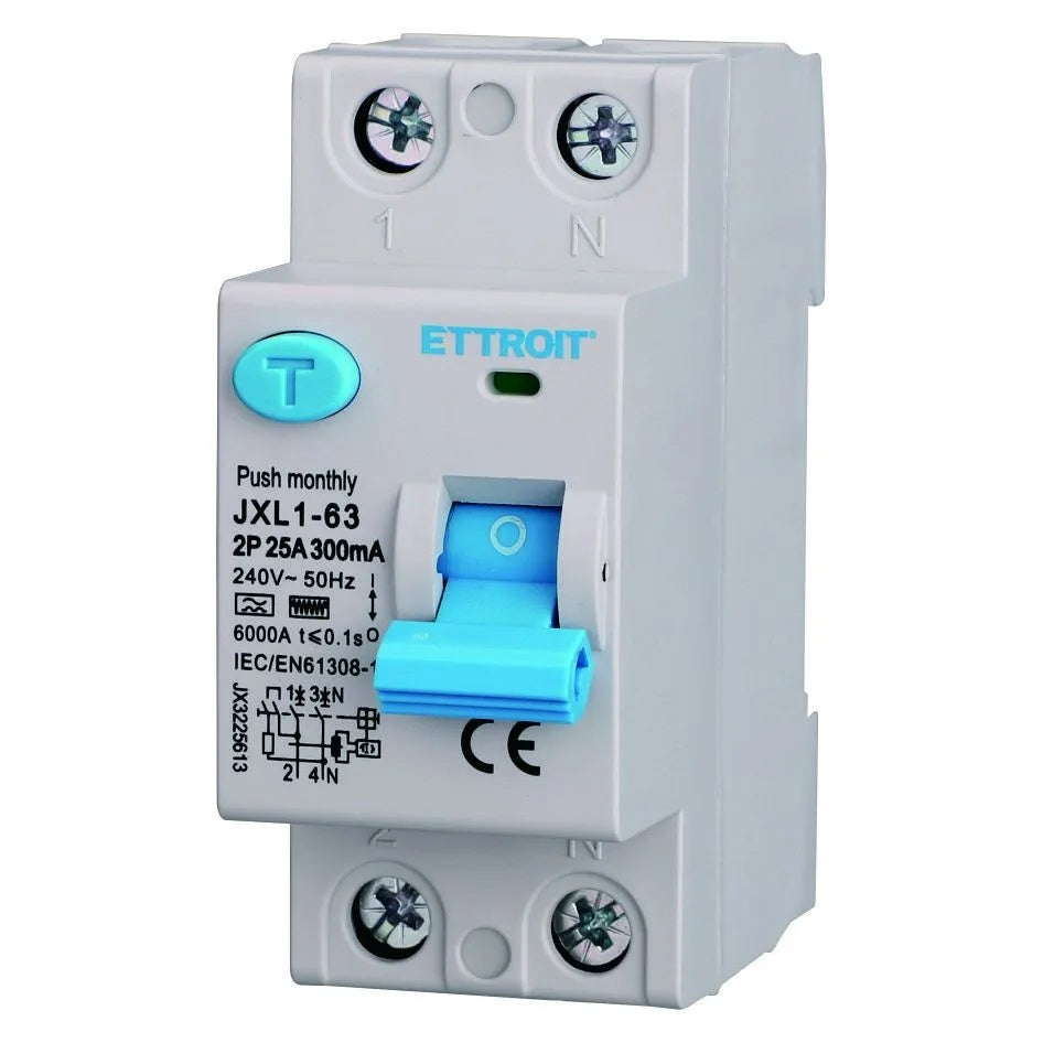 Interruttore Differenziale Puro 2P 25A 30mA Curva F - Salvavita per Protezione Persone (Mod. JX3225610)