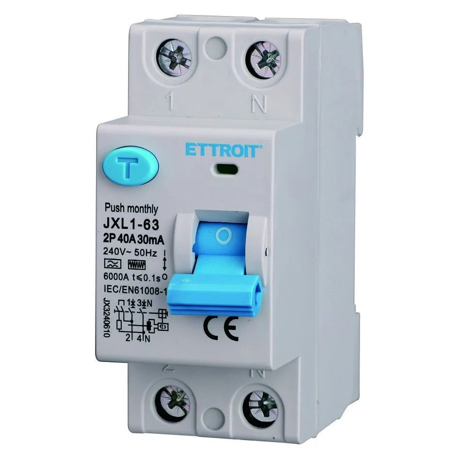 Interruttore Differenziale Puro Ettroit 2P 40A 30mA - Classe F (Anti-Disturbo) - 6kA