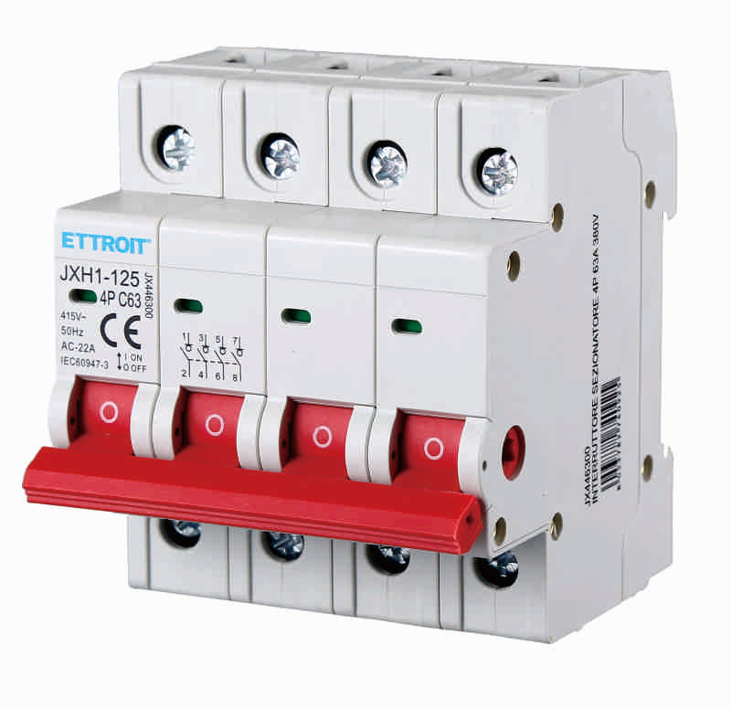Interruttore Sezionatore 4 Poli 63A 380V-415V - Ettroit JX446300