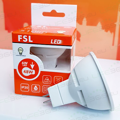 Faretto LED 12volt  MR16 6W - Luce Calda 3000K (SKU FLMR166W30K38)