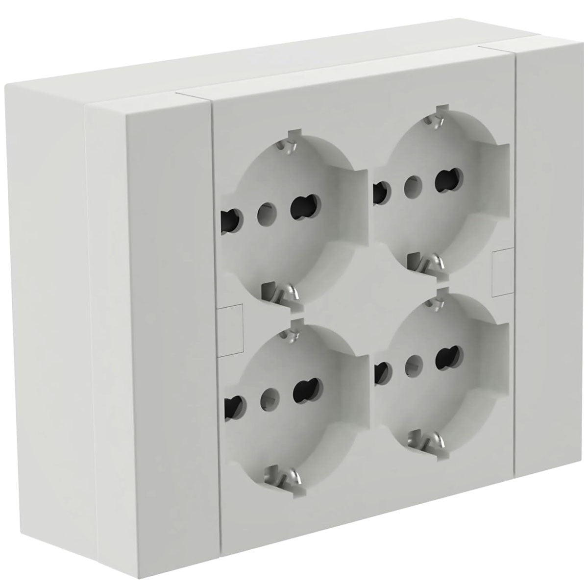 Blocco Prese Esterno Muro da Parete (4 Prese P40) Bianco - Electraline 22016