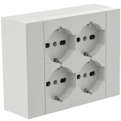 Blocco Prese Esterno Muro da Parete (4 Prese P40) Bianco - Electraline 22016
