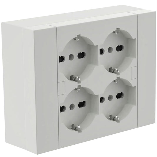 Blocco Prese Esterno Muro da Parete (4 Prese P40) Bianco - Electraline 22016