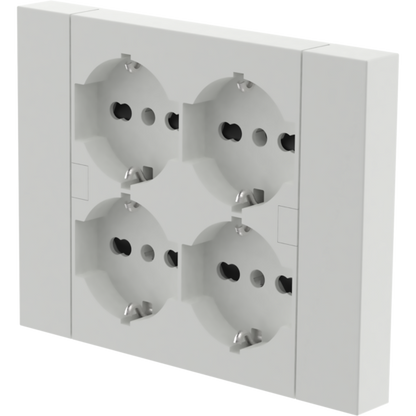 Multipresa da Muro Quadra per Scatola 503 (4 Prese Universali P40) Bianca - Electraline 22105