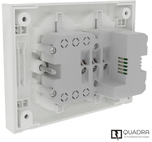 Multipresa da Muro Quadra per Scatola 503 (4 Prese Universali P40) Bianca - Electraline 22105