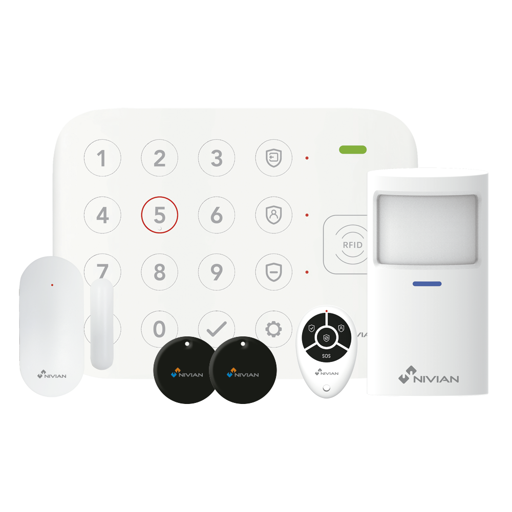 Kit Allarme Wireless WiFi Nivian Smart - Ideale per Casa, Garage, Box e Stanze in Affitto
