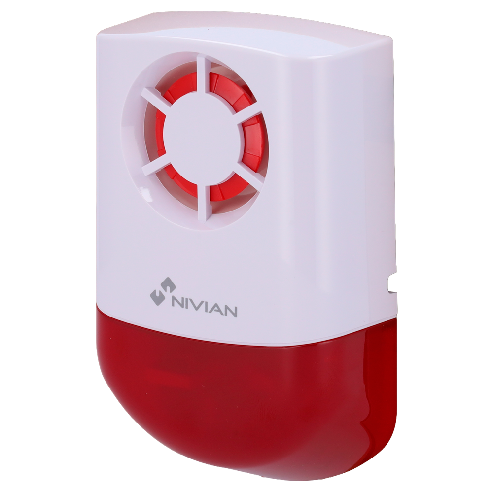 Sirena da Esterno Wireless Nivian Smart - 120 dB - Flash Luminoso e Batteria di Backup