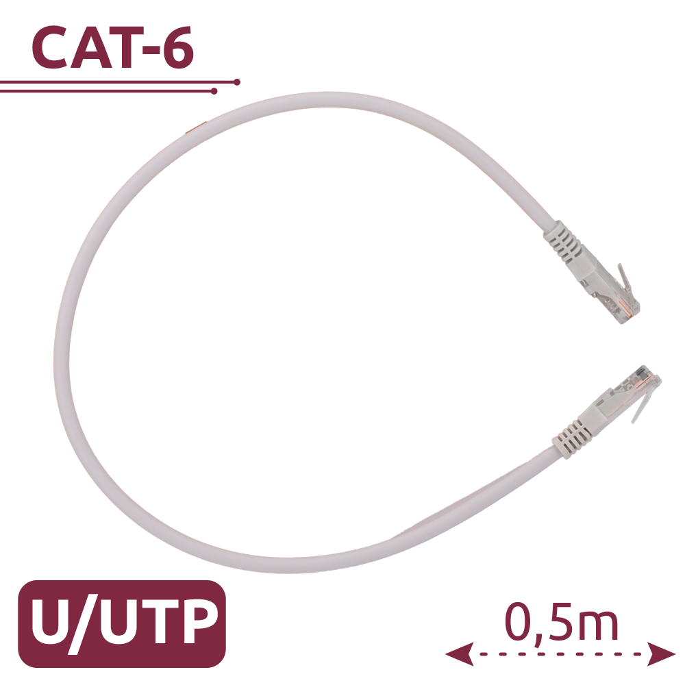 Cavo LAN Patch Ethernet Cat. 6 U/UTP LSZH Bianco - 0.3m - Ideale per Reti Gigabit