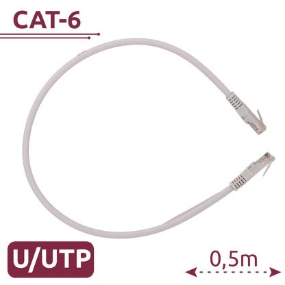 Cavo LAN Patch Ethernet Cat. 6 U/UTP LSZH Bianco - 0.3m - Ideale per Reti Gigabit
