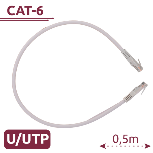Cavo LAN Patch Ethernet Cat. 6 U/UTP LSZH Bianco - 0.3m - Ideale per Reti Gigabit