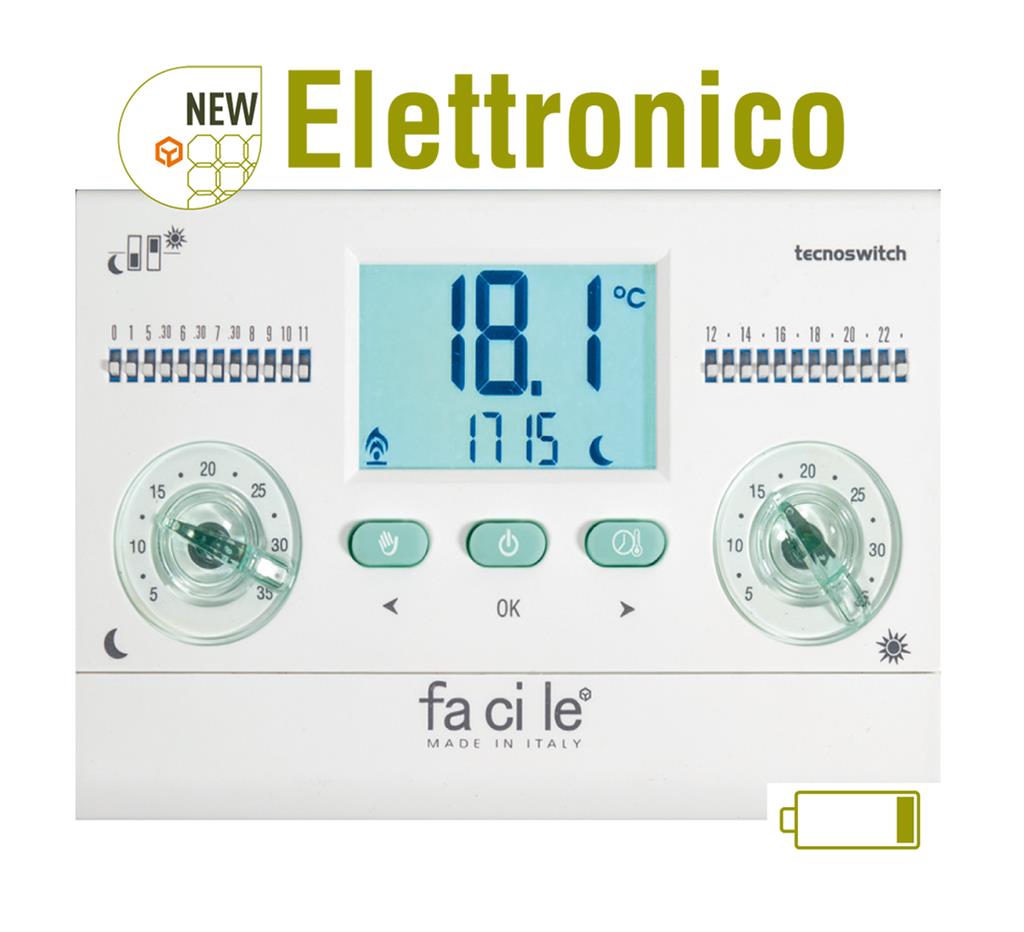 CRONOTERMOSTATO GIORNALIERO DA PARETE FACILE |TECNO SWITCH | COD. CR135BI |