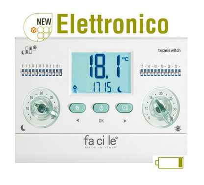 CRONOTERMOSTATO GIORNALIERO DA PARETE FACILE |TECNO SWITCH | COD. CR135BI |