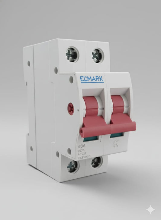 Sezionatore 2P 63A - Interruttore Generale da Quadro DIN (Elmark )