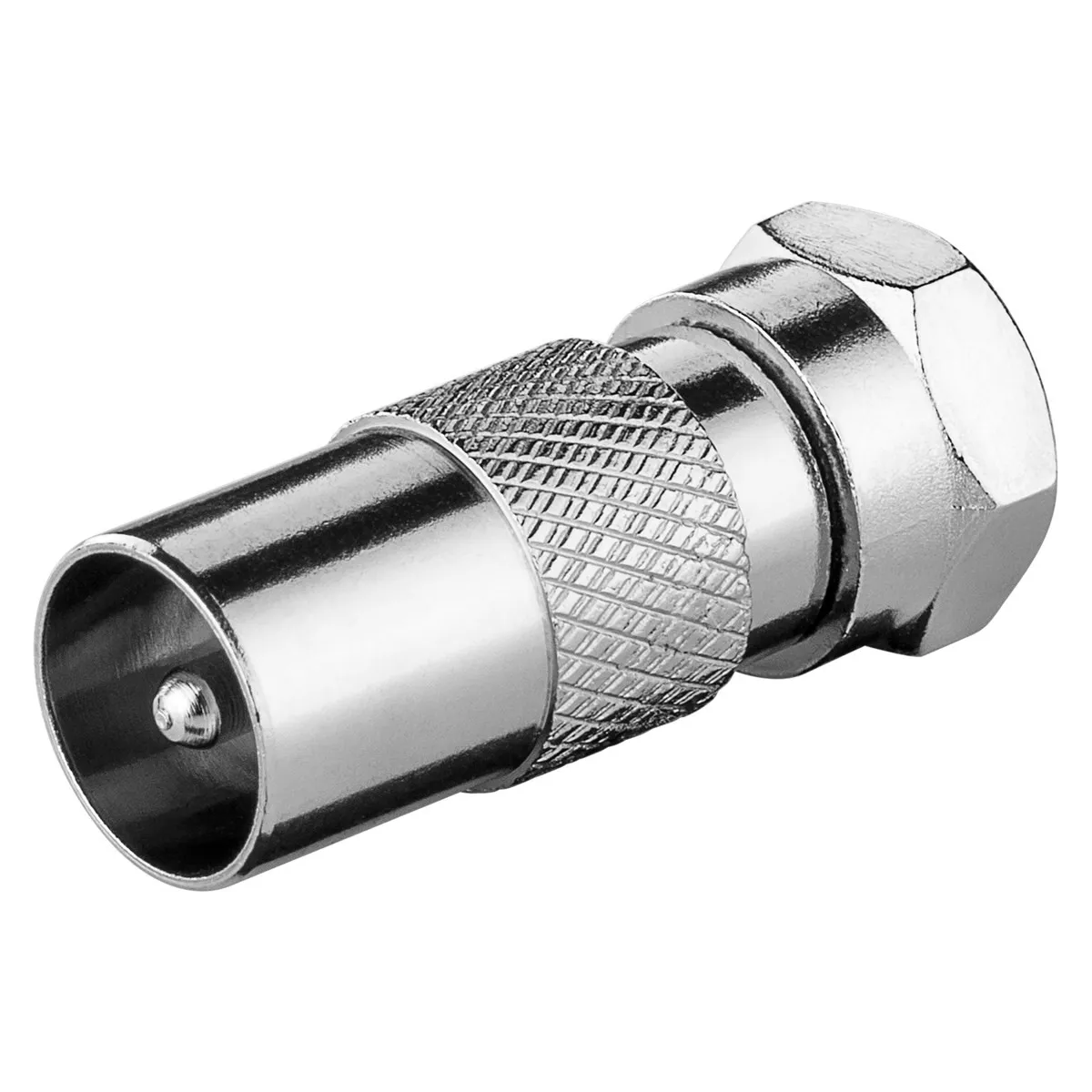 Adattatore F: Spina F – Spina Coassiale con Dado Largo