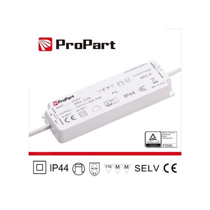 Alimentatore slim per striscie a led  IP44 24V 15WATT 0.62A precablato PEF44-15W24V
