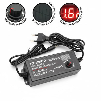 Alimentatore Universale Regolabile 3V-24V 3A con Display LED - Arrango AT49070