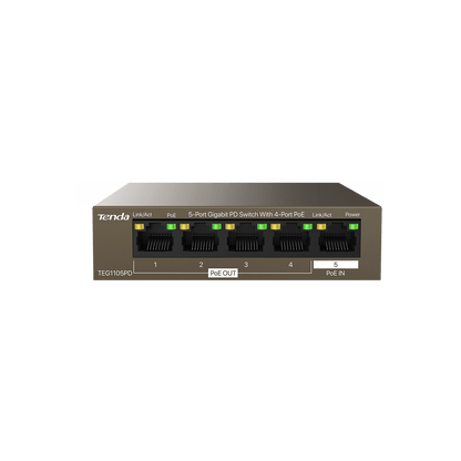 Switch PoE Tenda TEG1105PD 5 Porte Gigabit con Alimentazione PoE