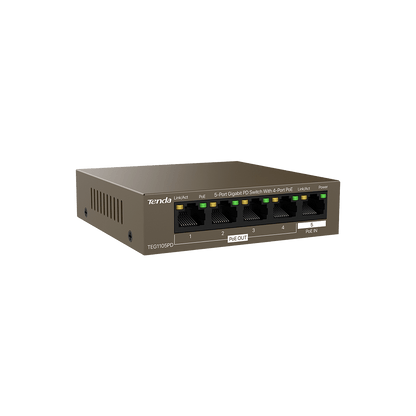 Switch PoE Tenda TEG1105PD 5 Porte Gigabit con Alimentazione PoE
