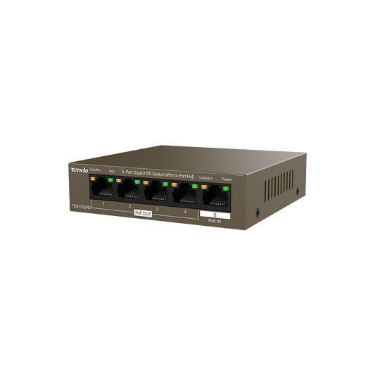 Switch PoE Tenda TEG1105PD 5 Porte Gigabit con Alimentazione PoE