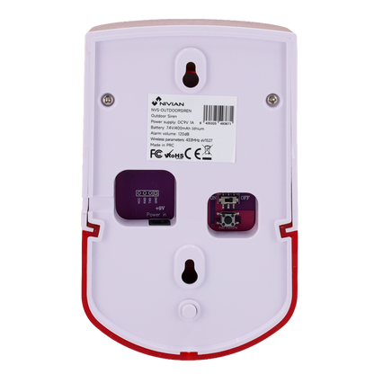 Sirena da Esterno Wireless Nivian Smart - 120 dB - Flash Luminoso e Batteria di Backup