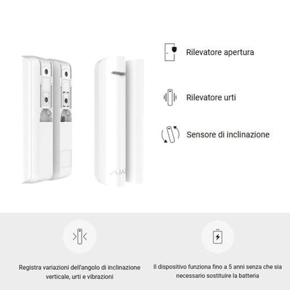 AJAX DoorProtect (AJ-DOORPROTECT-W) | Rilevatore Magnetico e Inclinazione | 38101