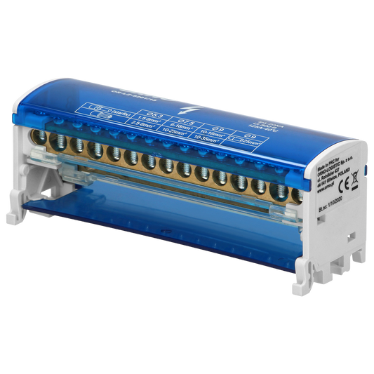 Ripartitore di Distribuzione Bipolare 15 Fori | Morsettiera Professionale OR-LZ-8201/15