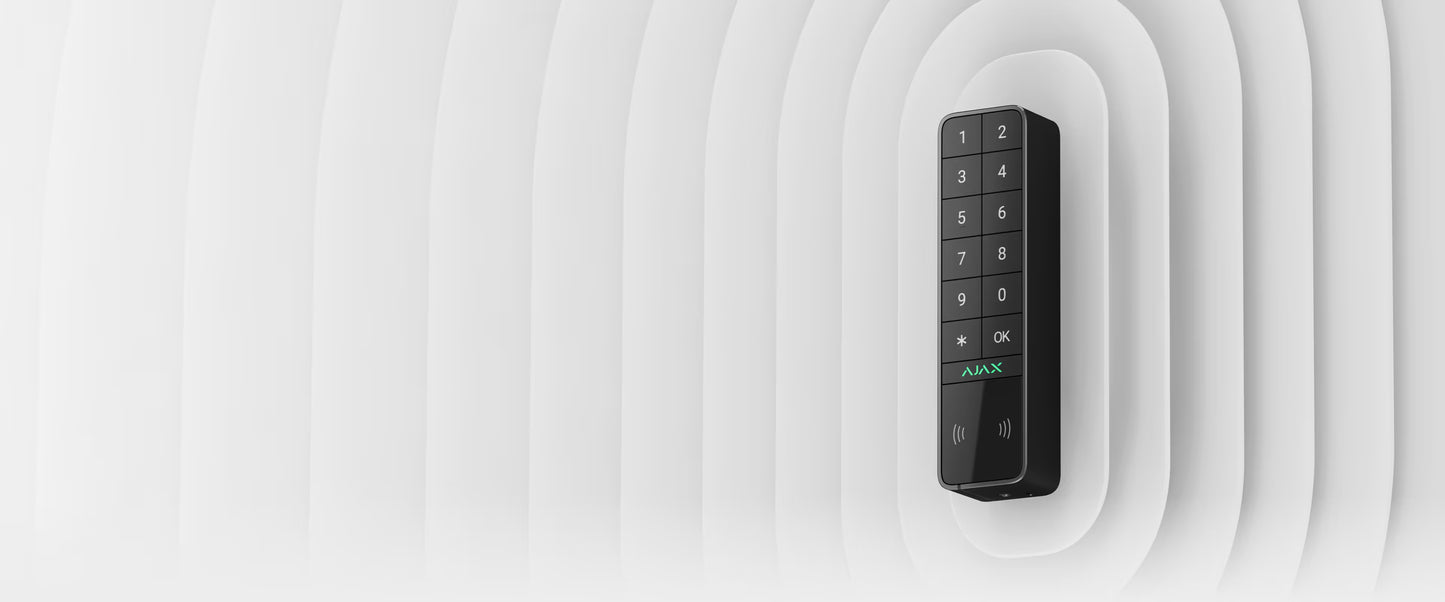 Ajax KeyPad Outdoor Jeweller Tastiera Wireless da Esterno con RFID e Bluetooth - Nera (Cod. 99968)